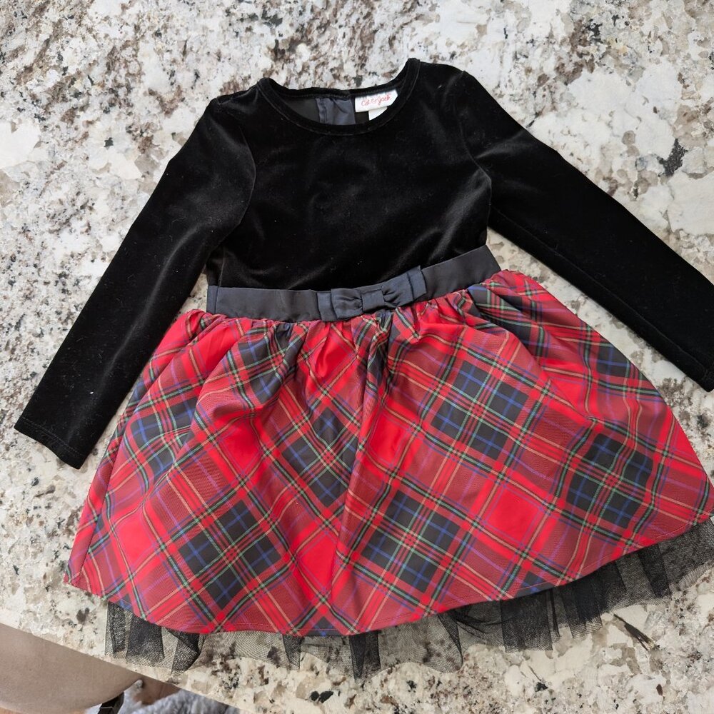 Two Dresses For 1 Christmas dresses in red and black, taffeta and velvet size 3